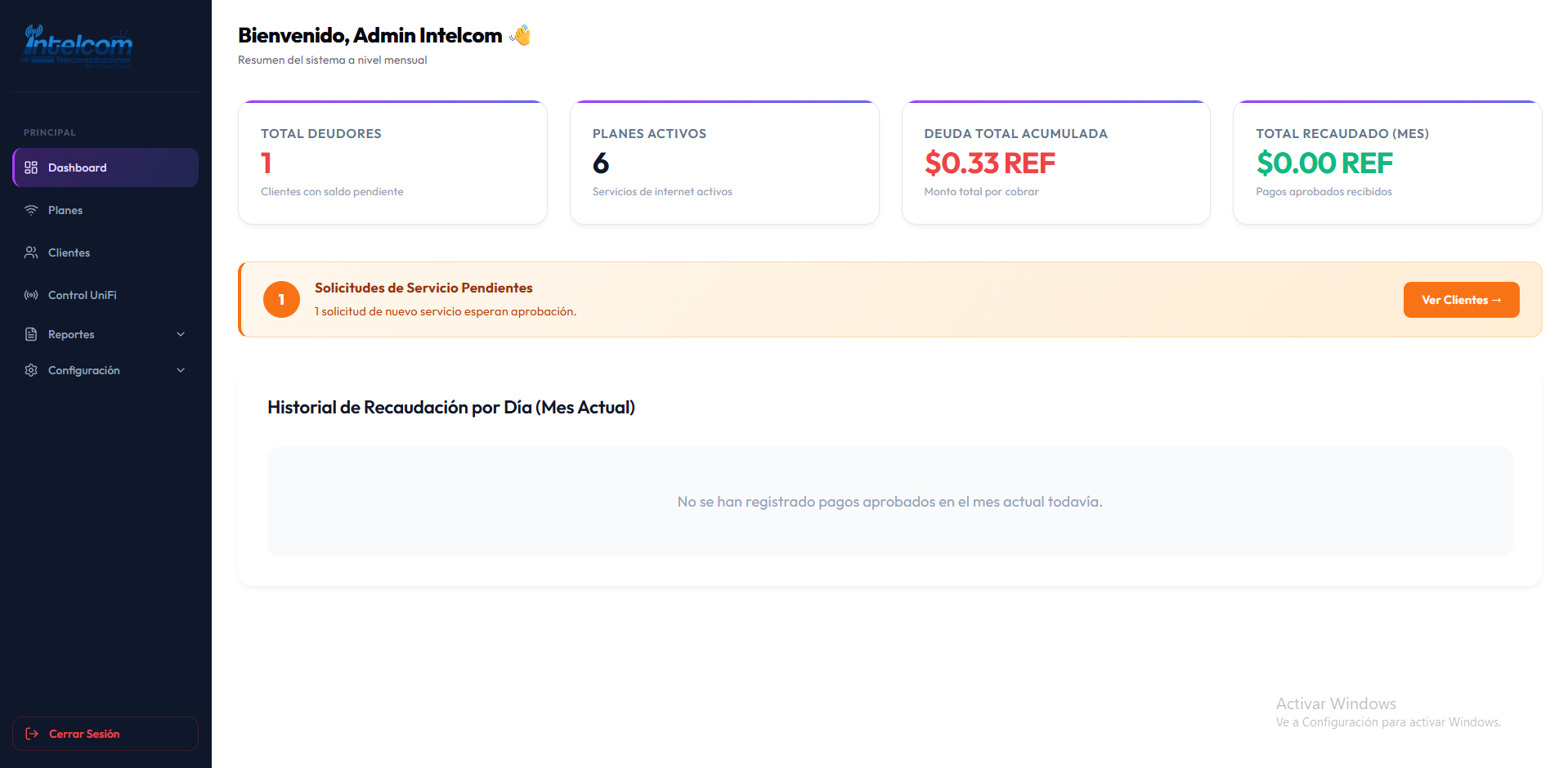 Sistema ERP realizado para Intelcom